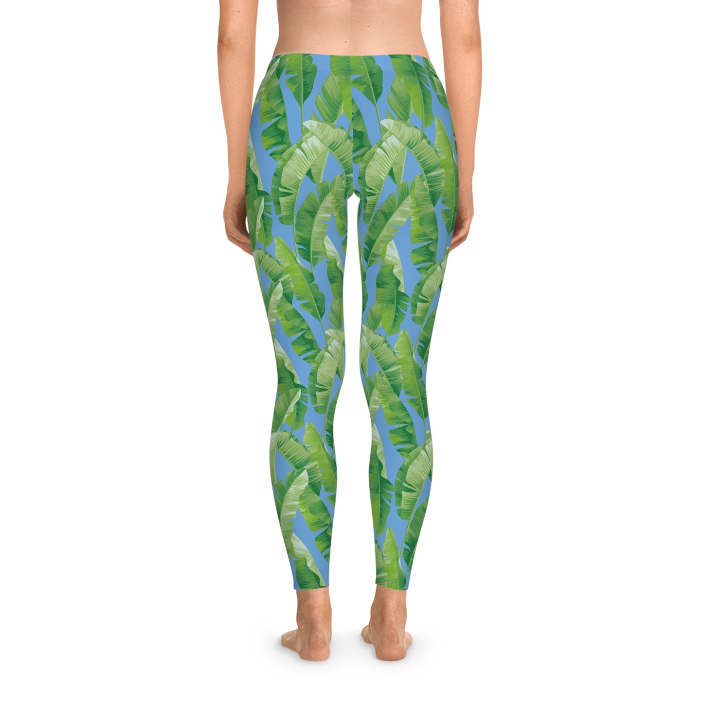 Banana Leaf on Blue Leggings