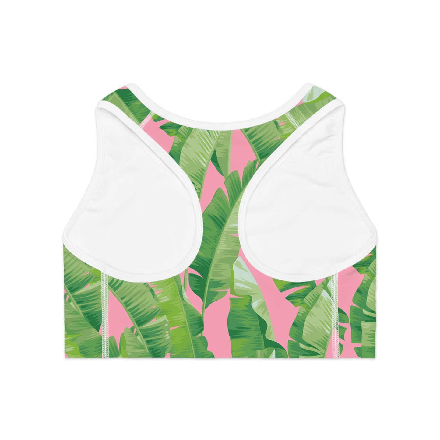 Banana Leaf on Pink Sports Bra