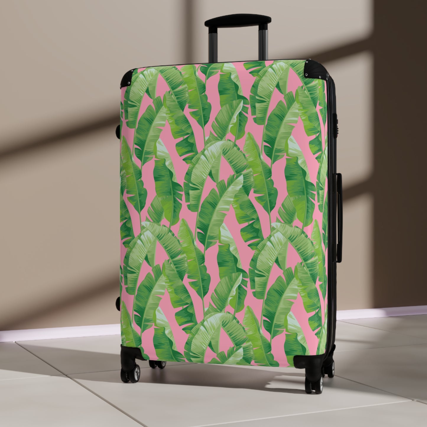 Banana Leaf on Pink Suitcases