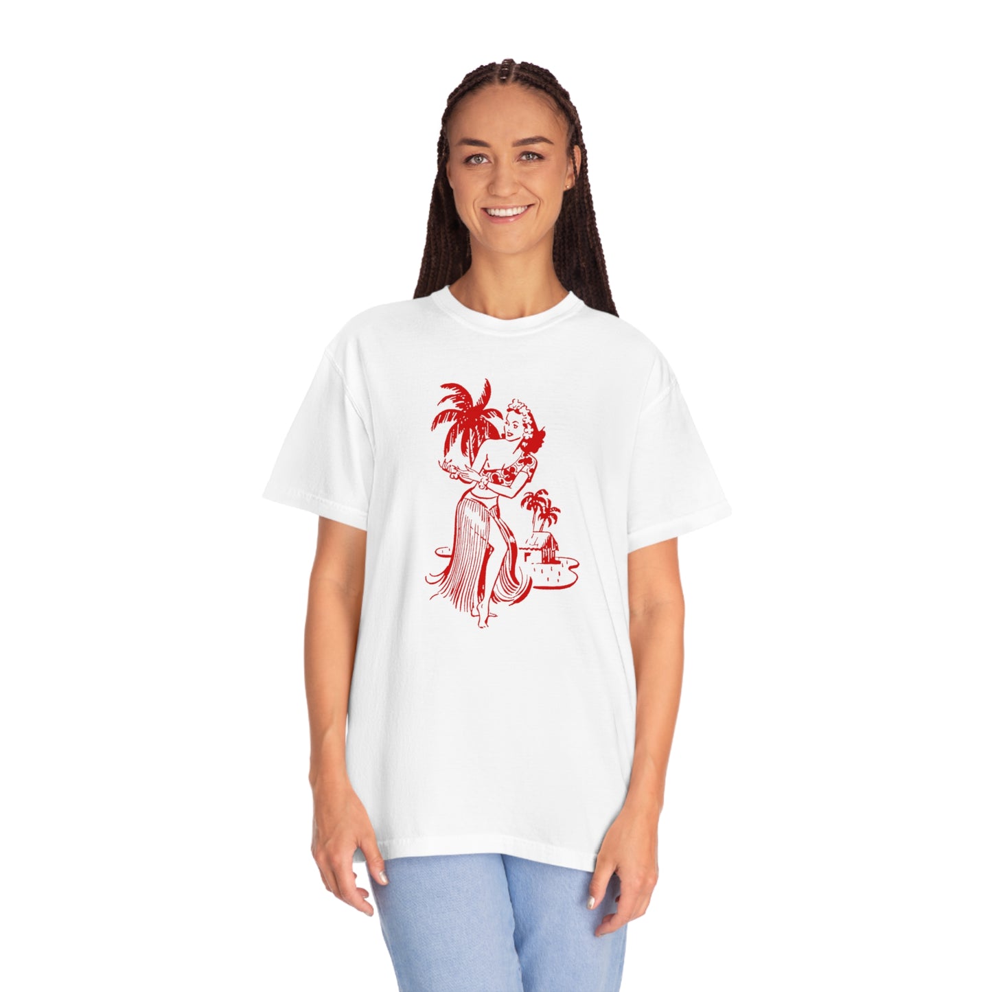 Red Hula Girl Comfort Colors T-Shirt