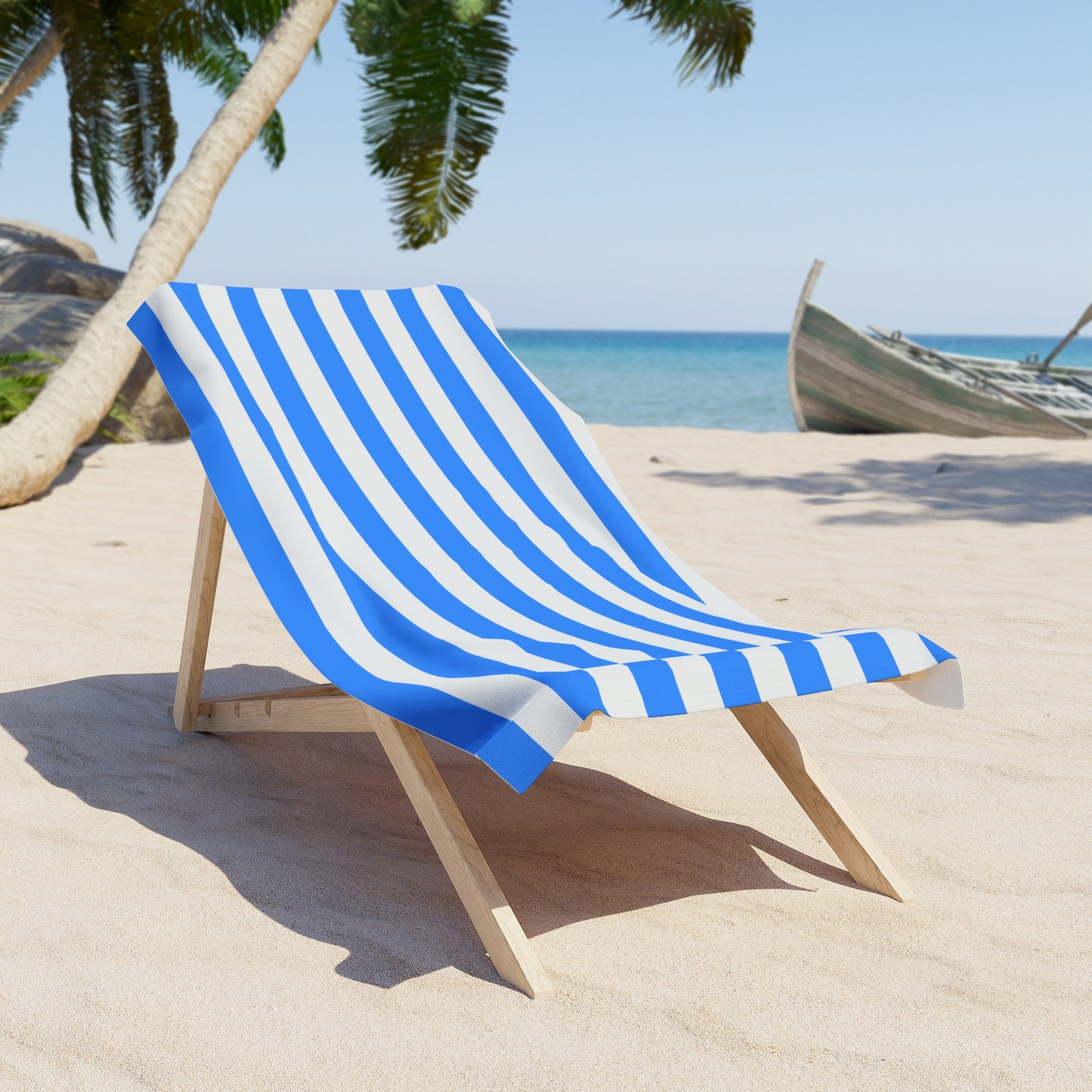 Blue and White Striped Beach Towel