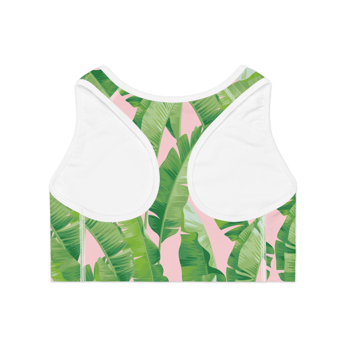 Banana Leaf on Light Pink Sports Bra