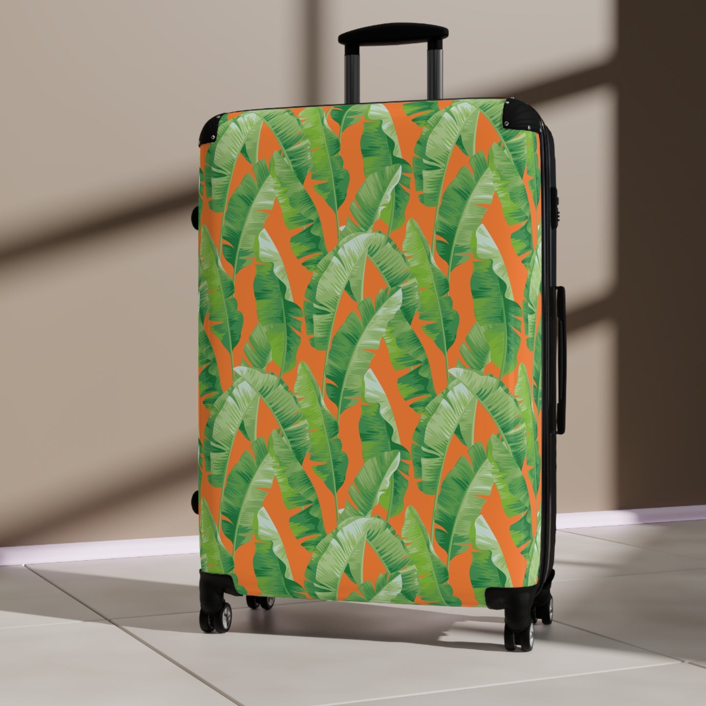 Banana Leaf on Orange Suitcases
