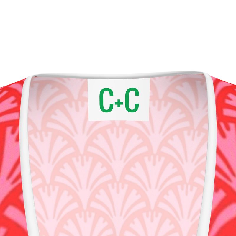 Pink Palm Leaf Print Dress