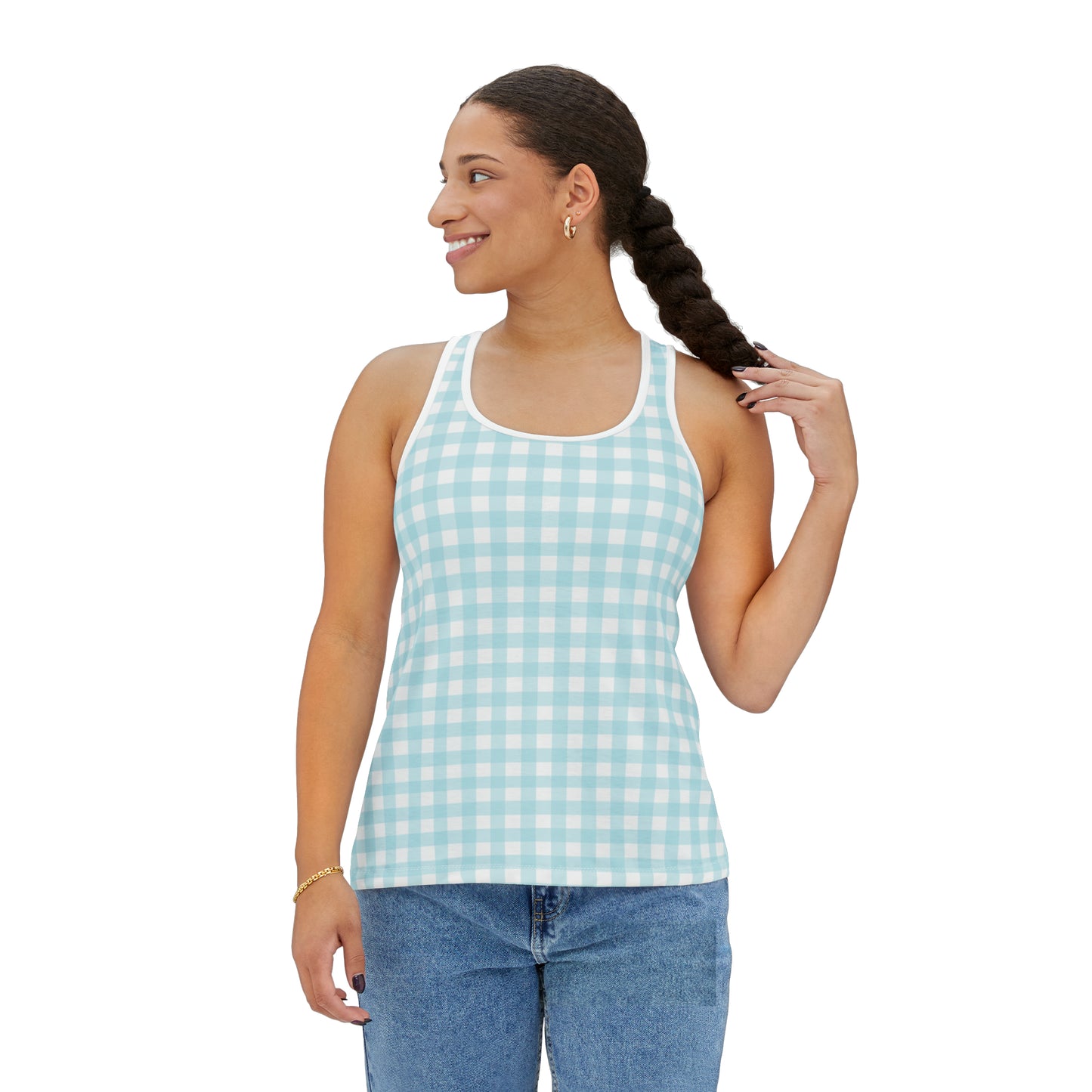 Blue Gingham Tank Top