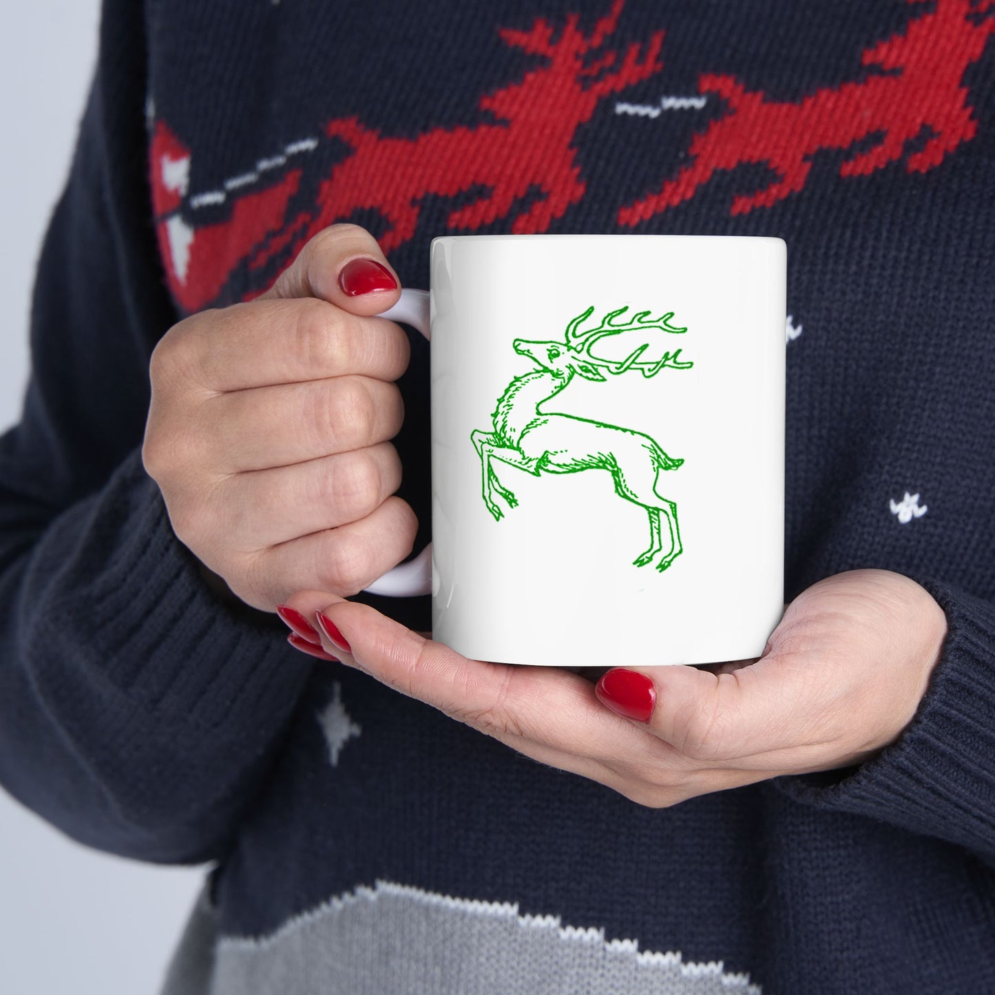 Green Reindeer Mug