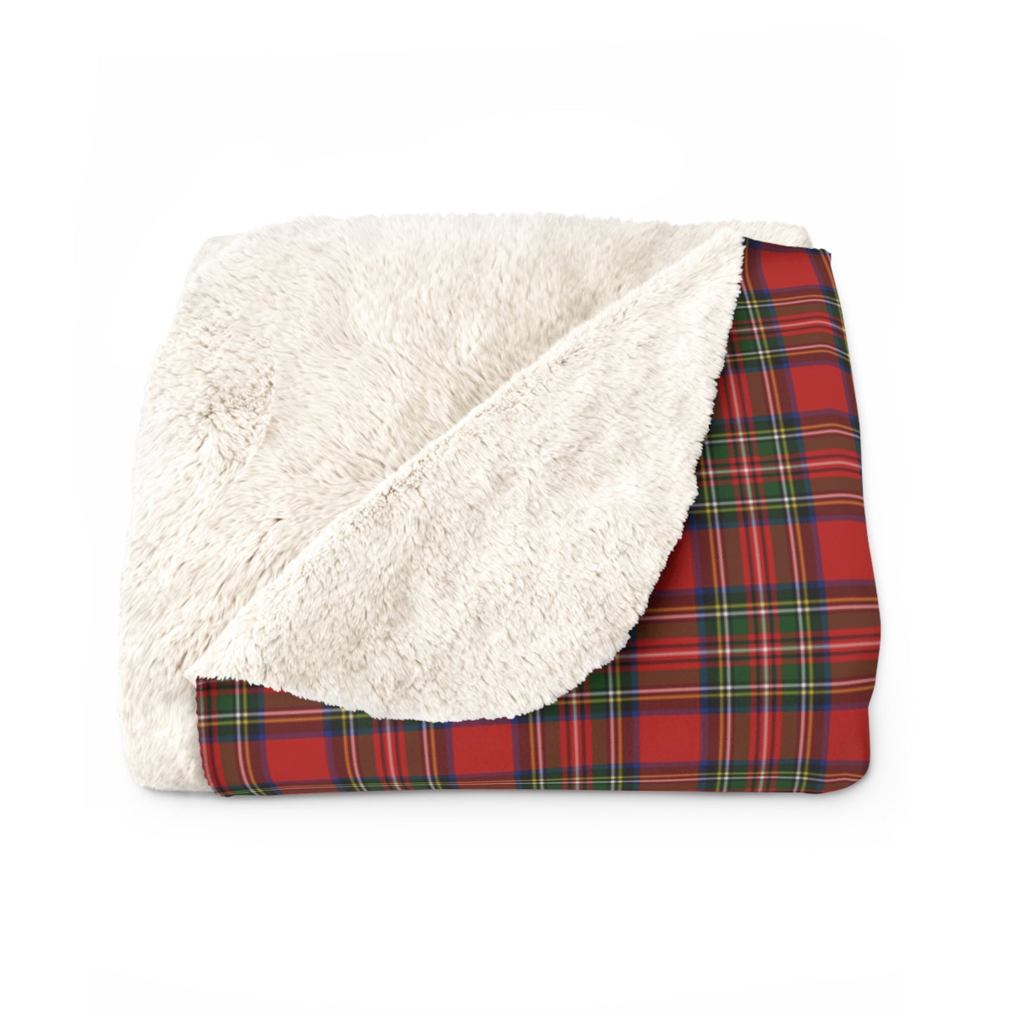 Red Stewart Plaid with Sherpa Back Throw