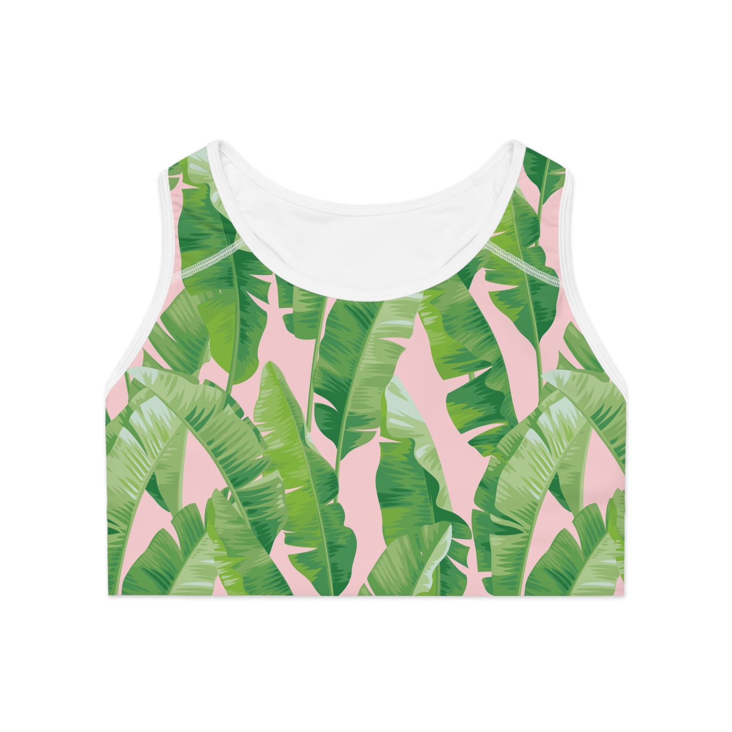Banana Leaf on Light Pink Sports Bra