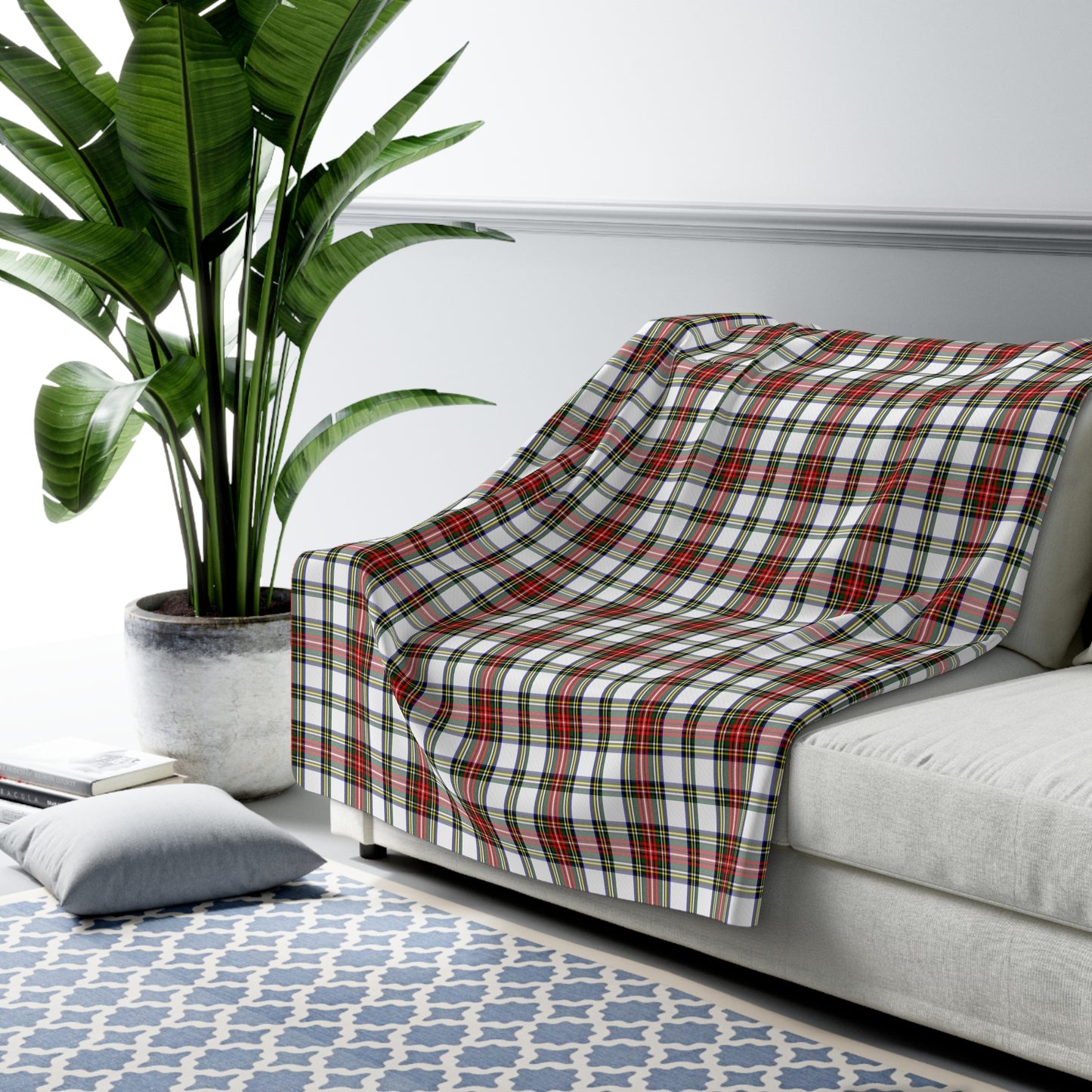 Stewart Plaid with Sherpa Back Throw