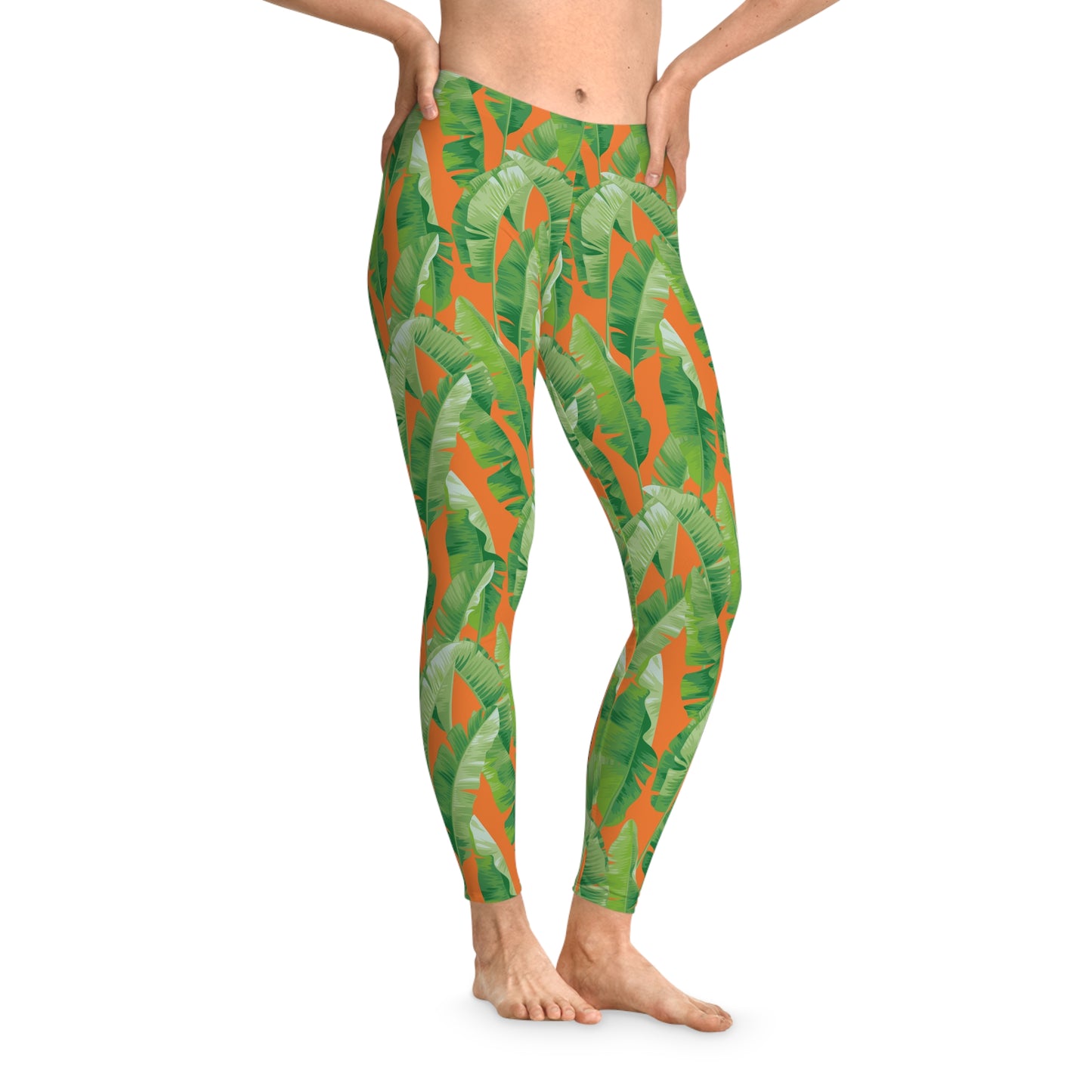 Banana Leaf on Orange Leggings