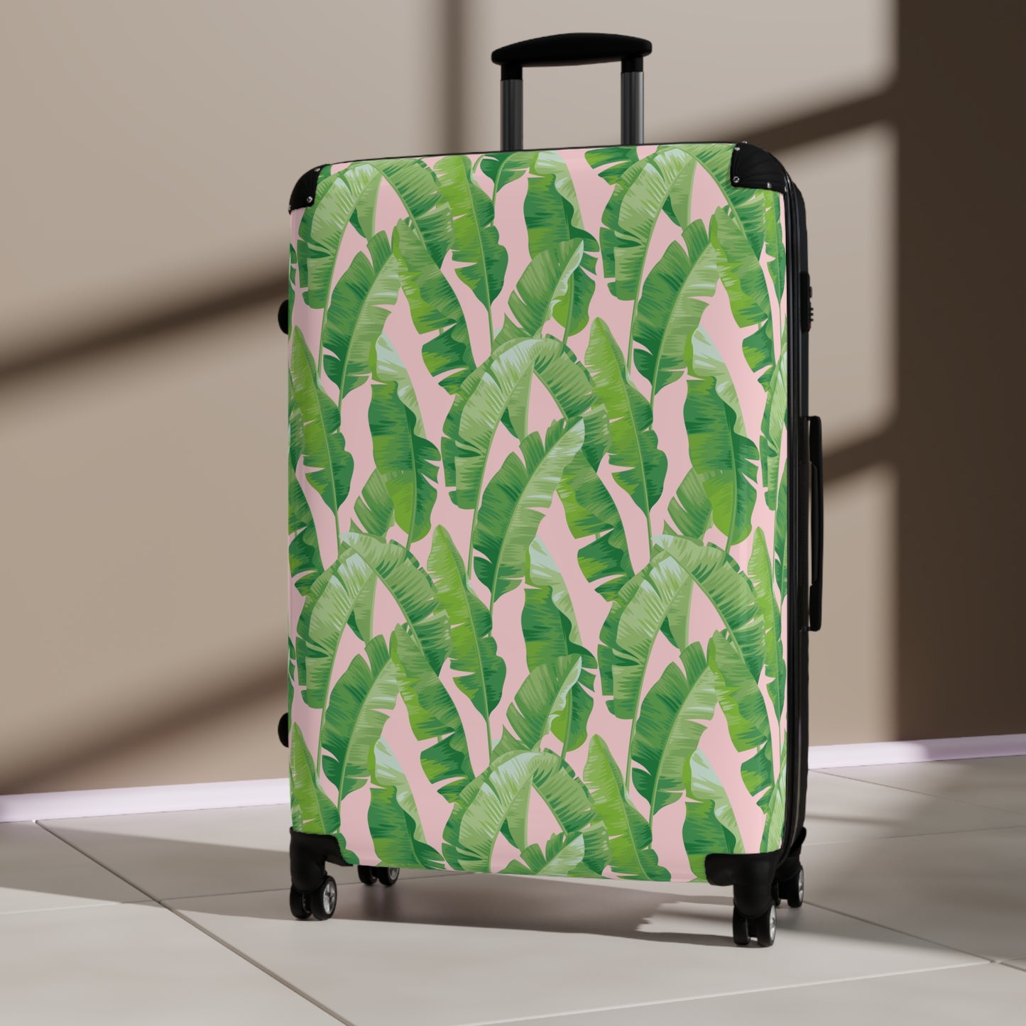 Banana Leaf on Light Pink Suitcases