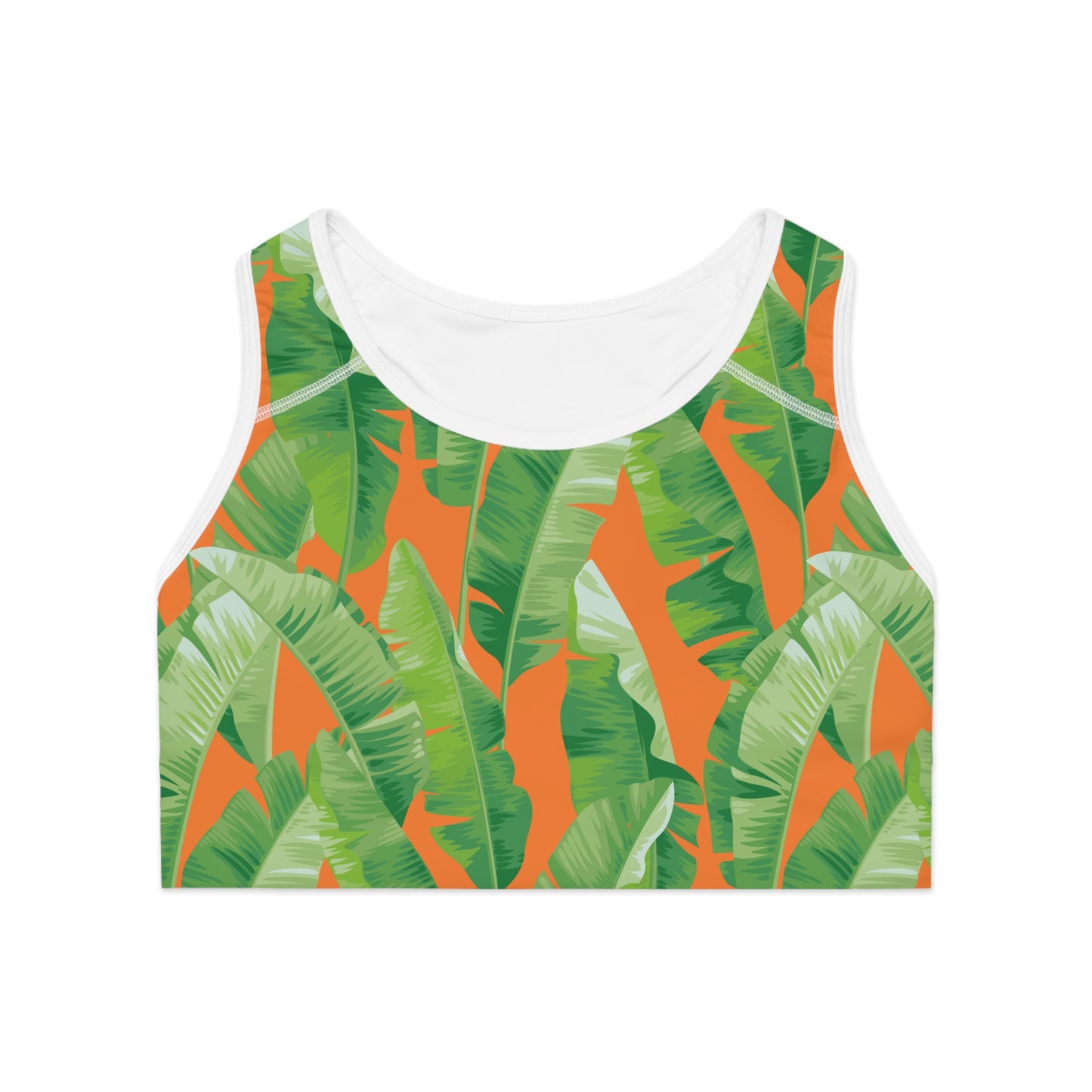 Banana Leaf on Orange Sports Bra