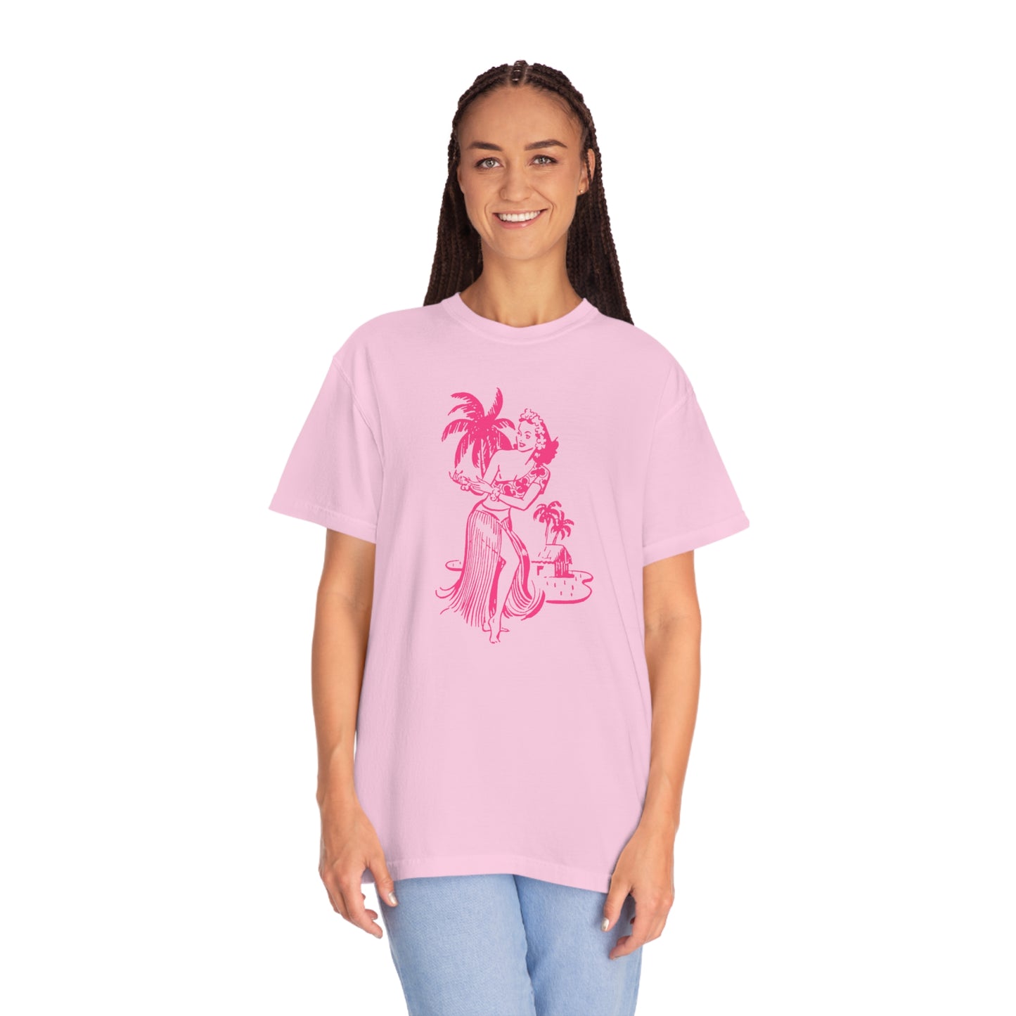 Pink Hula Girl Comfort Colors T-Shirt