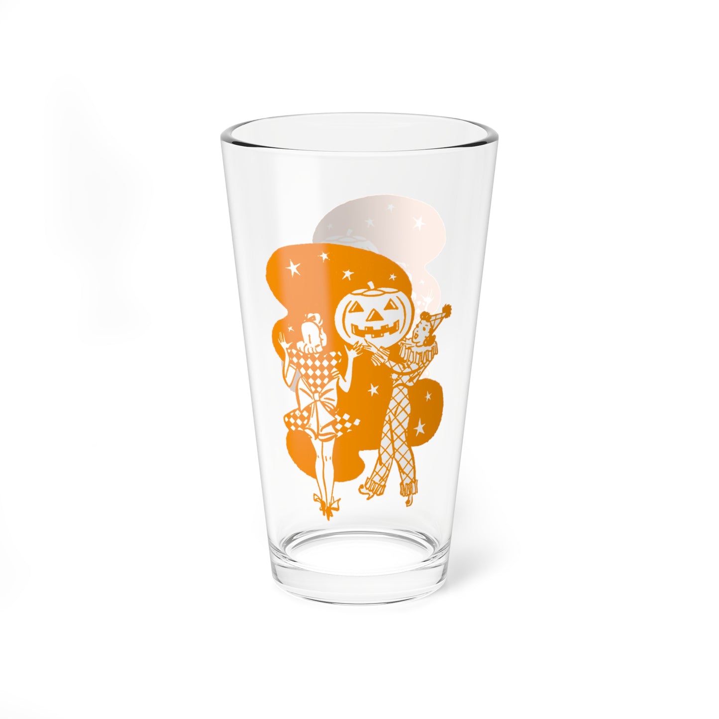 Orange Retro Ladies with Pumpkin Drinking Glass