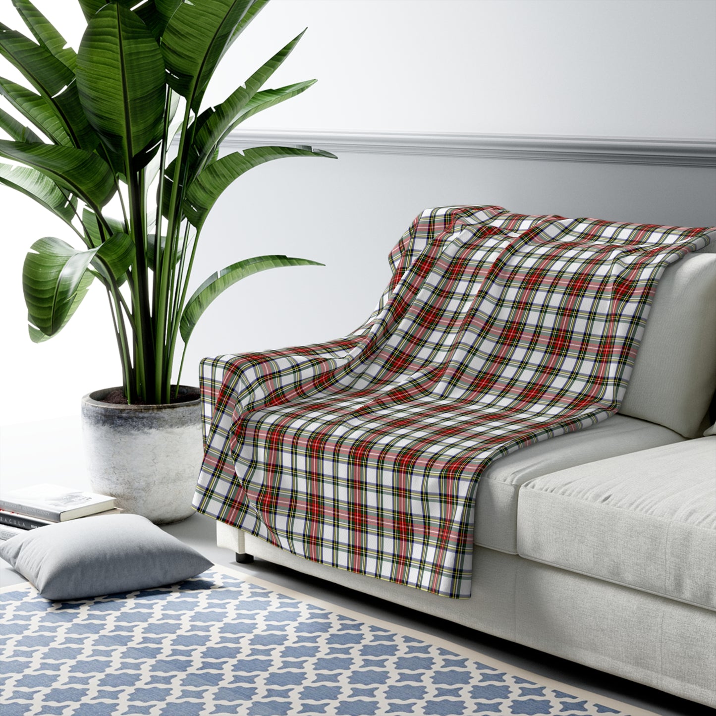 Stewart Plaid with Sherpa Back Throw