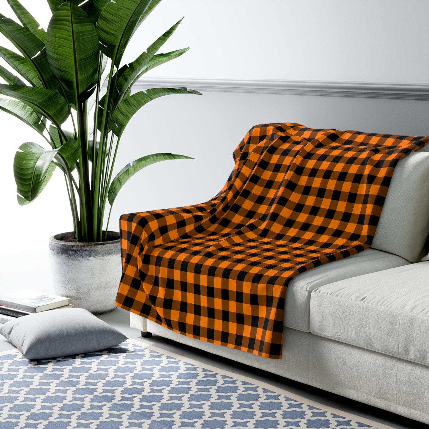 Halloween Plaid with Sherpa Back Throw