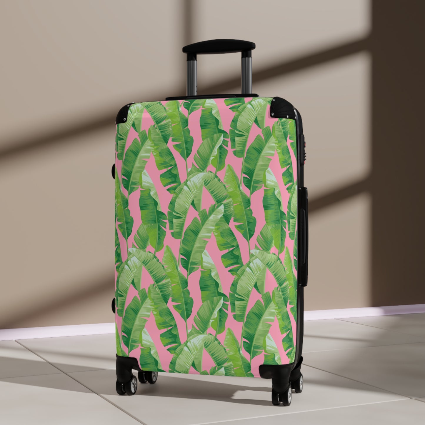 Banana Leaf on Pink Suitcases
