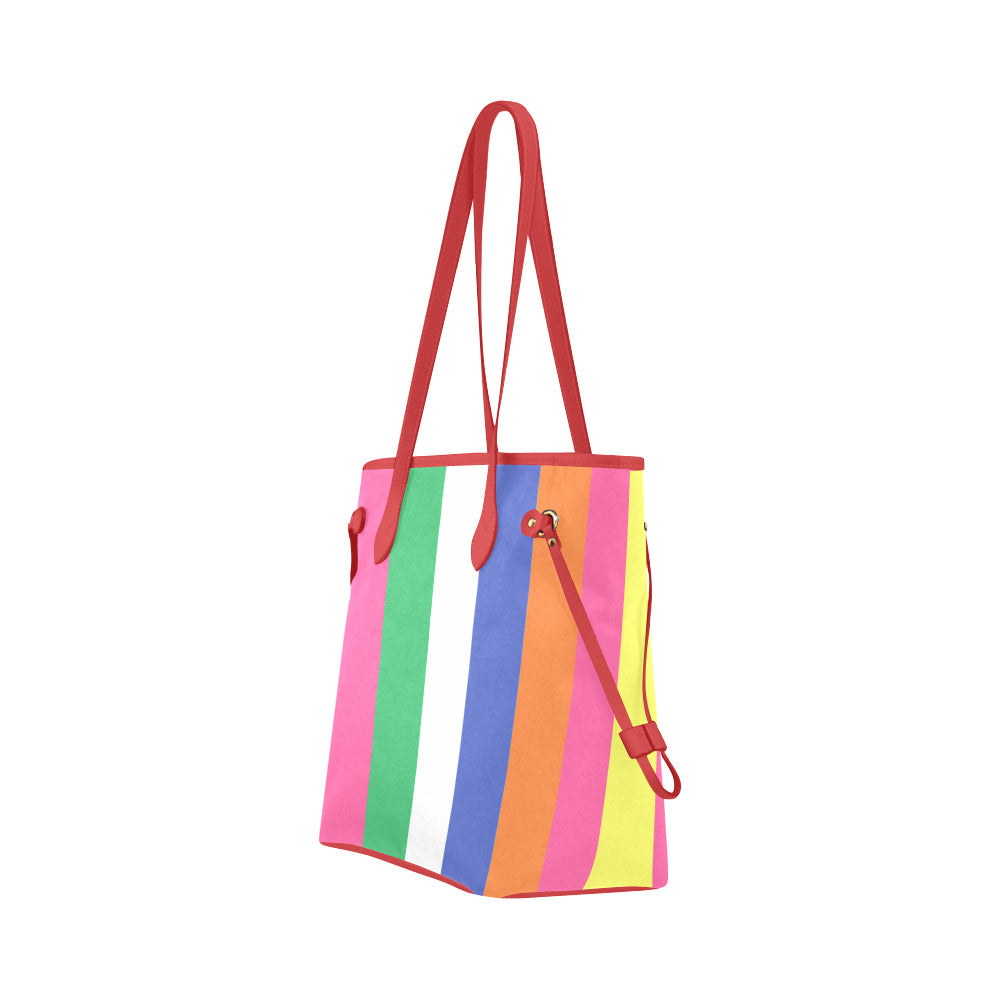 Retro Rainbow Striped Tote Bag