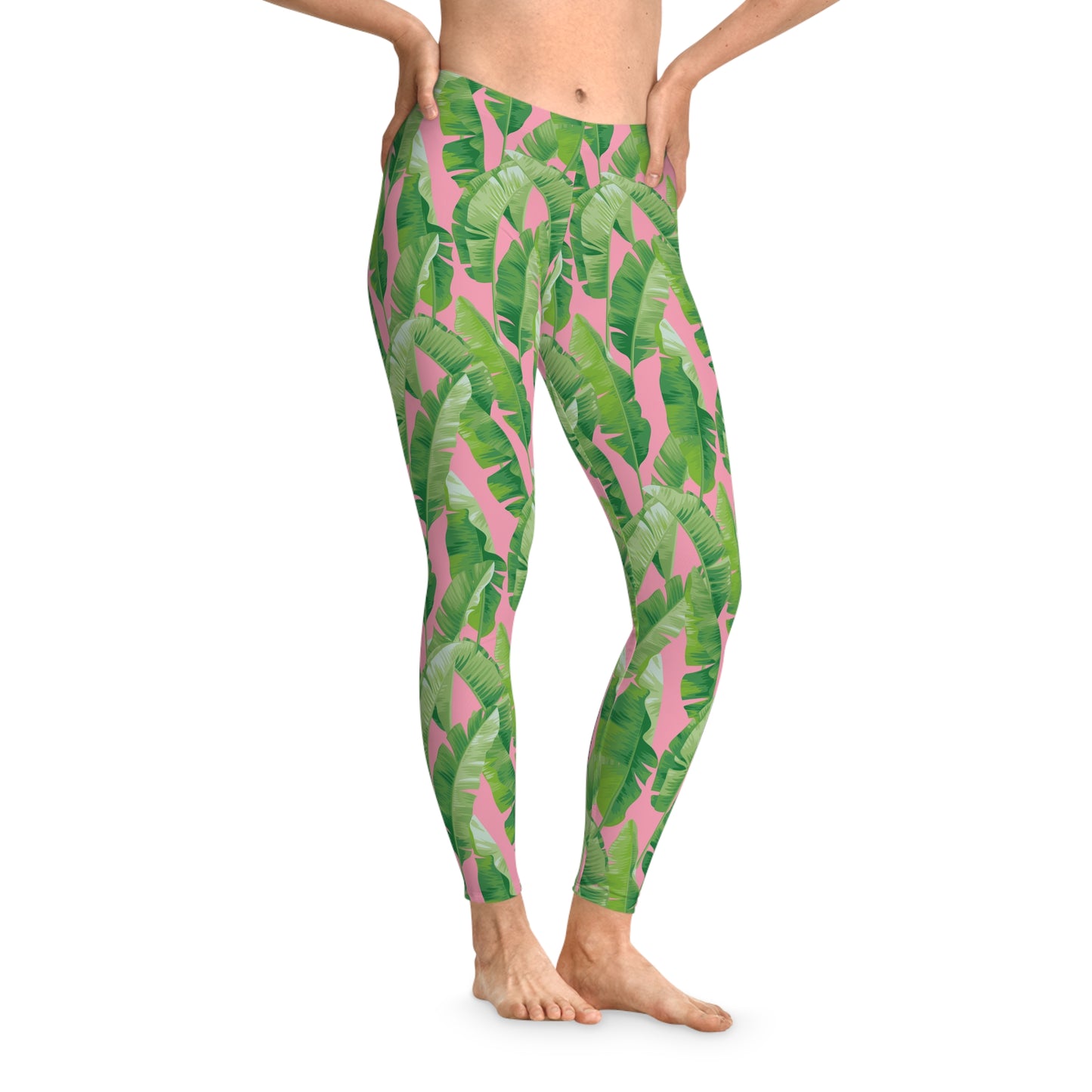 Banana Leaf on Pink Leggings