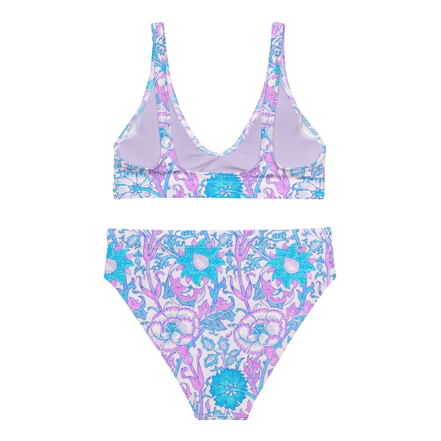 Blue and Purple Floral Print Bikini