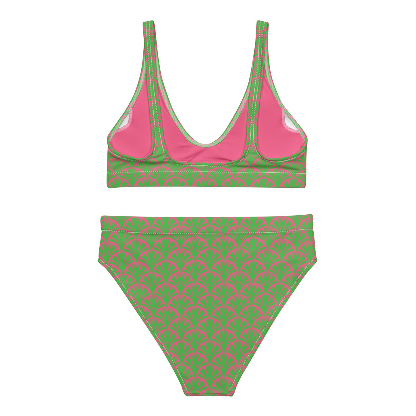 Pink and Green Palm Print Bikini