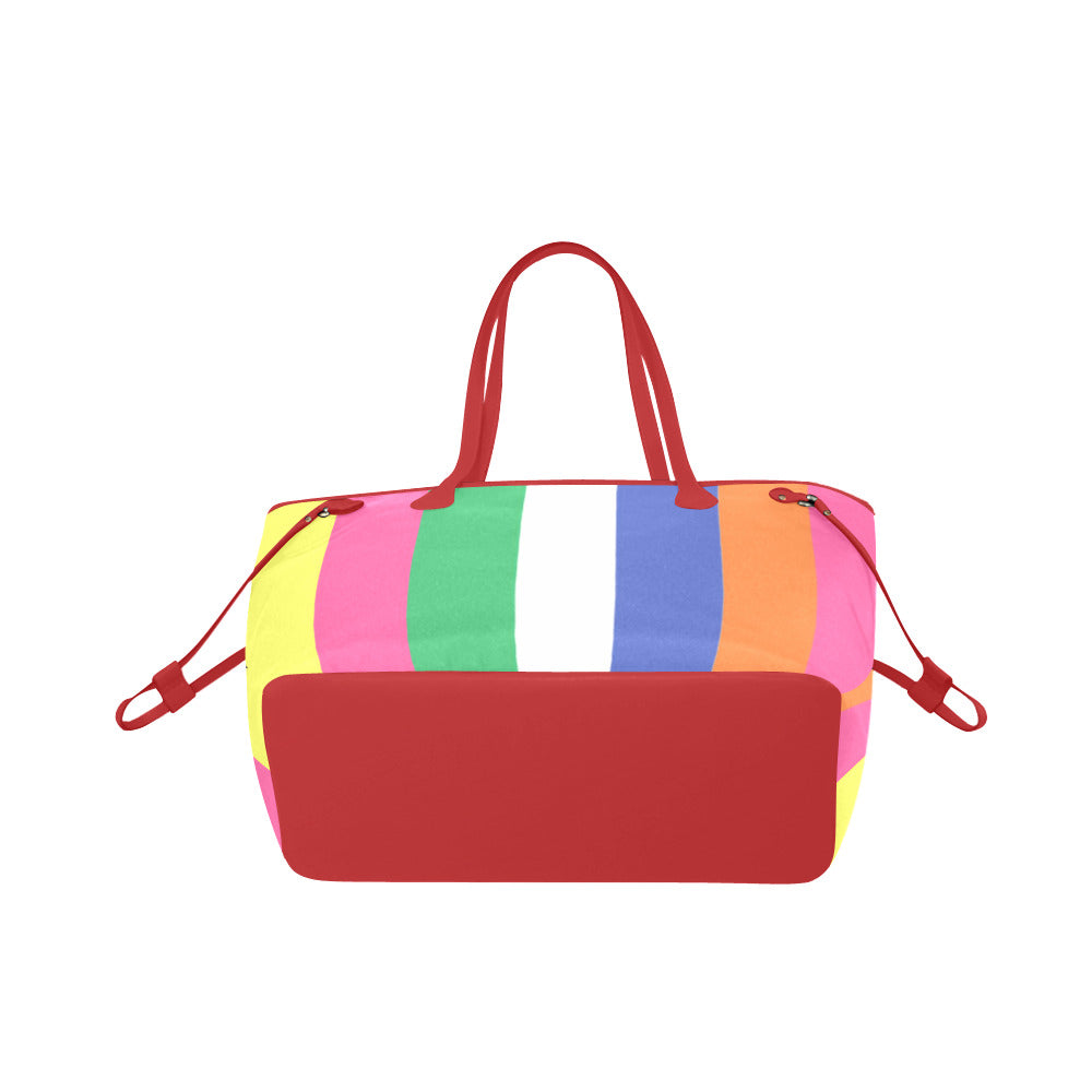 Retro Rainbow Striped Tote Bag