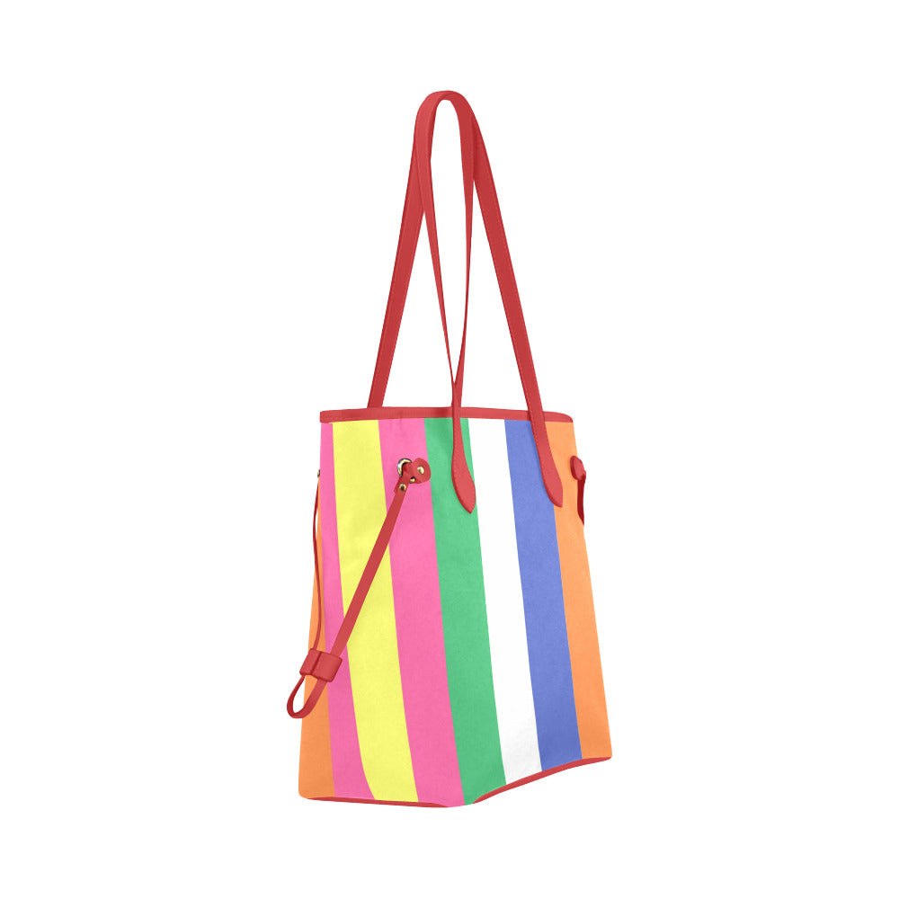 Retro Rainbow Striped Tote Bag