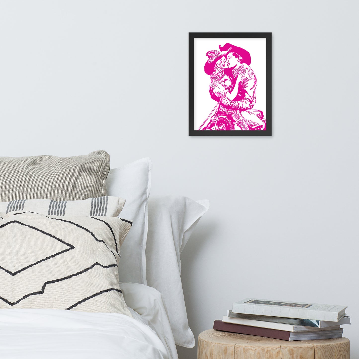 Cowgirl and Cowboy Kiss Framed Print