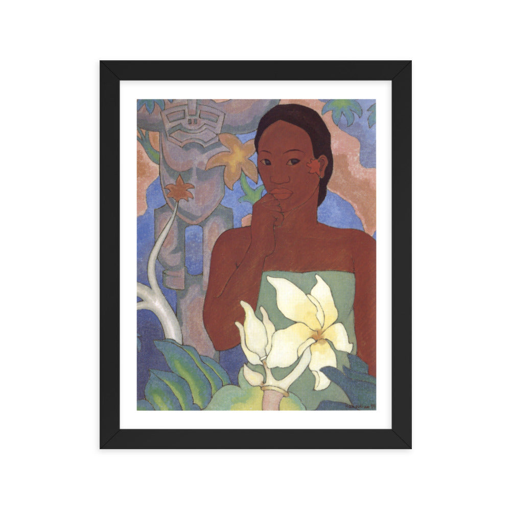 Polynesian Woman and Tiki Framed Print