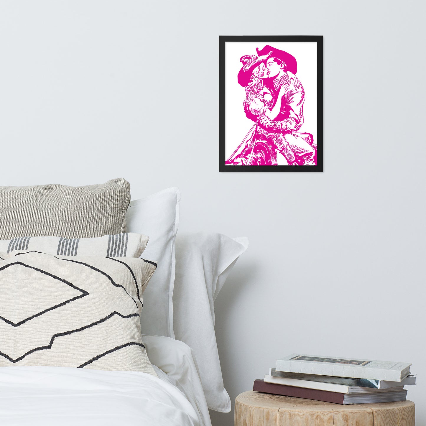 Cowgirl and Cowboy Kiss Framed Print