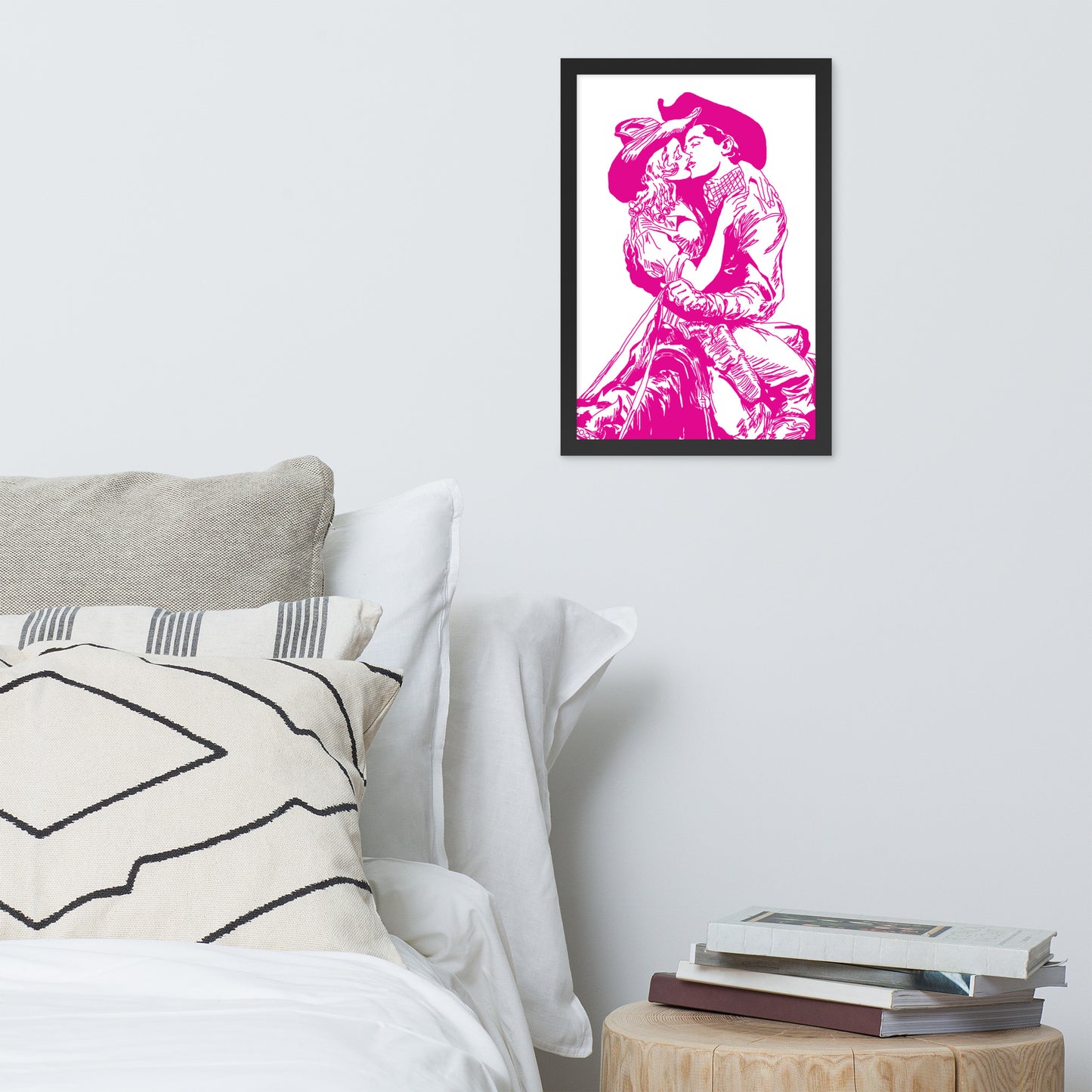 Cowgirl and Cowboy Kiss Framed Print