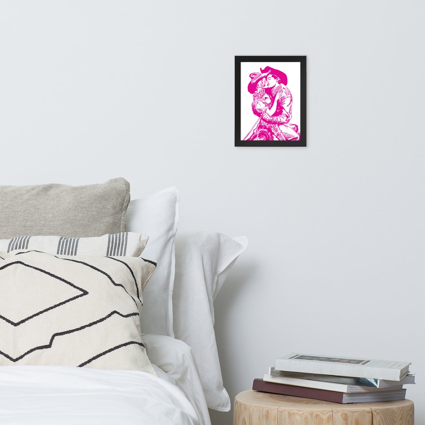 Cowgirl and Cowboy Kiss Framed Print