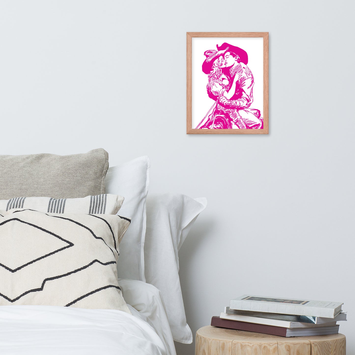 Cowgirl and Cowboy Kiss Framed Print