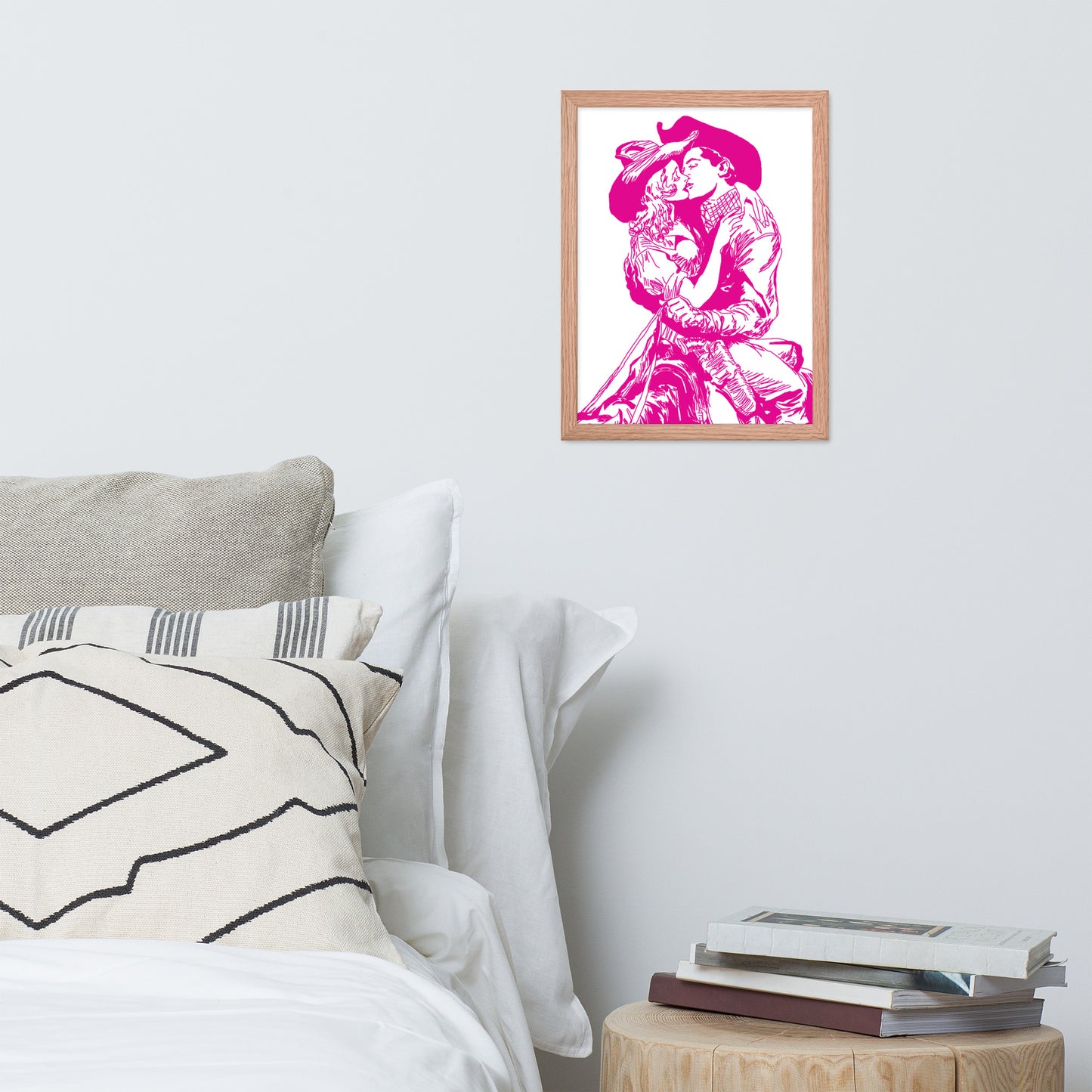 Cowgirl and Cowboy Kiss Framed Print