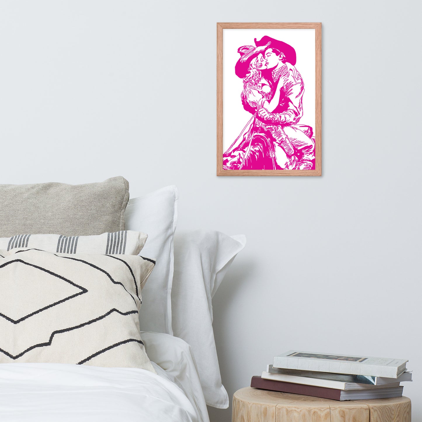 Cowgirl and Cowboy Kiss Framed Print