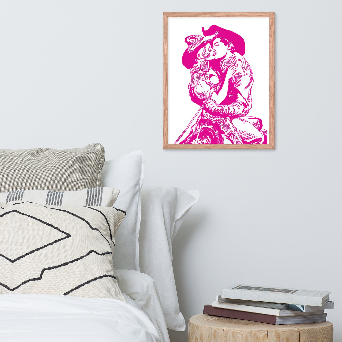 Cowgirl and Cowboy Kiss Framed Print