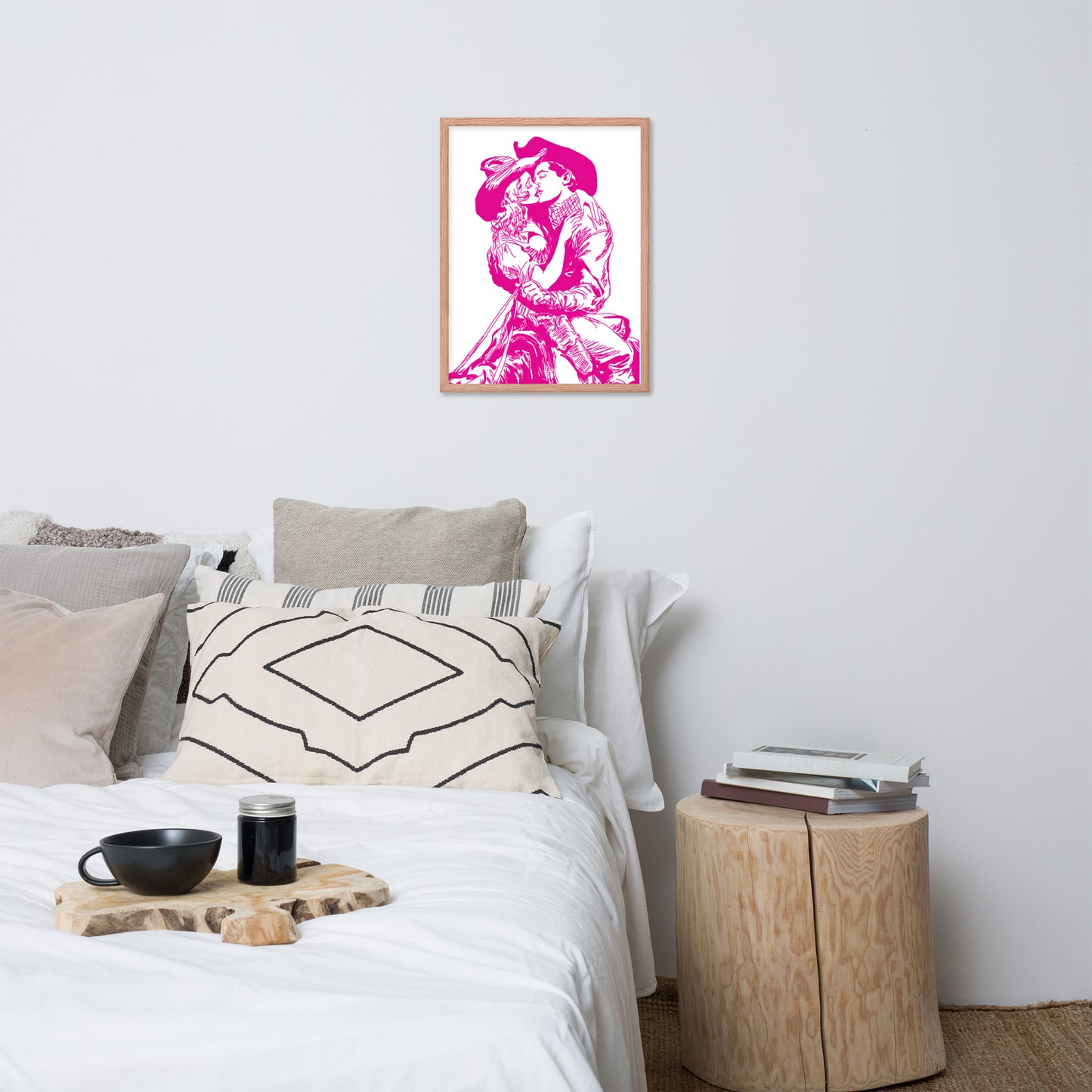 Cowgirl and Cowboy Kiss Framed Print
