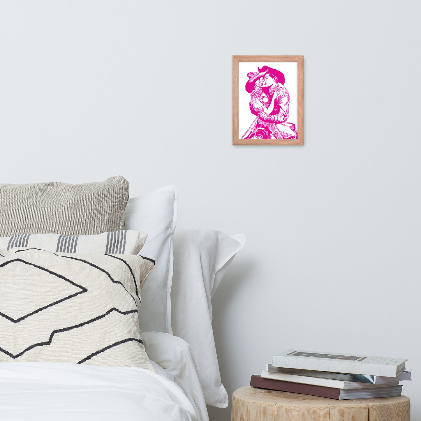 Cowgirl and Cowboy Kiss Framed Print