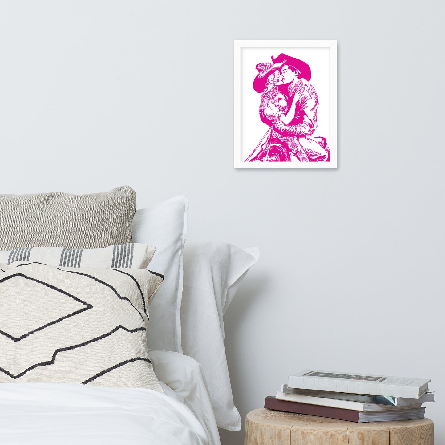 Cowgirl and Cowboy Kiss Framed Print