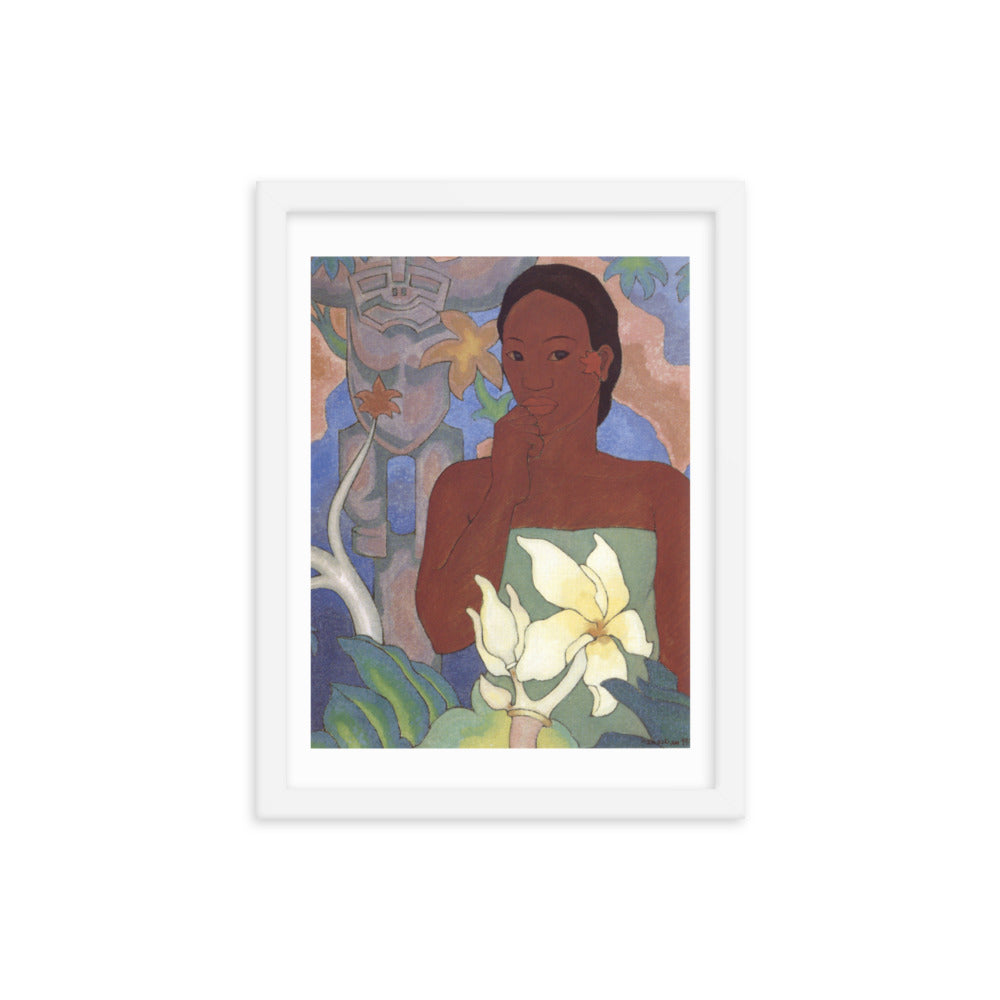 Polynesian Woman and Tiki Framed Print