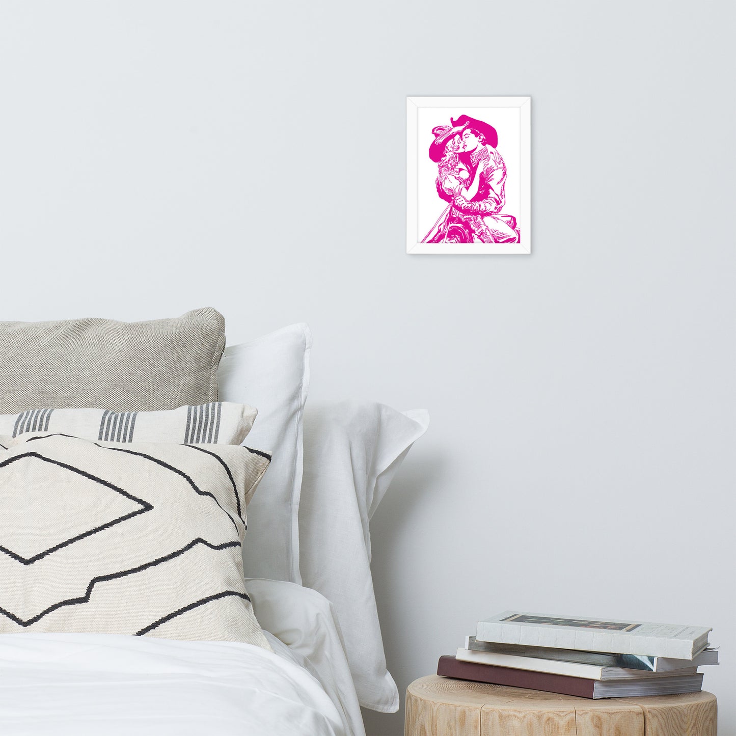 Cowgirl and Cowboy Kiss Framed Print