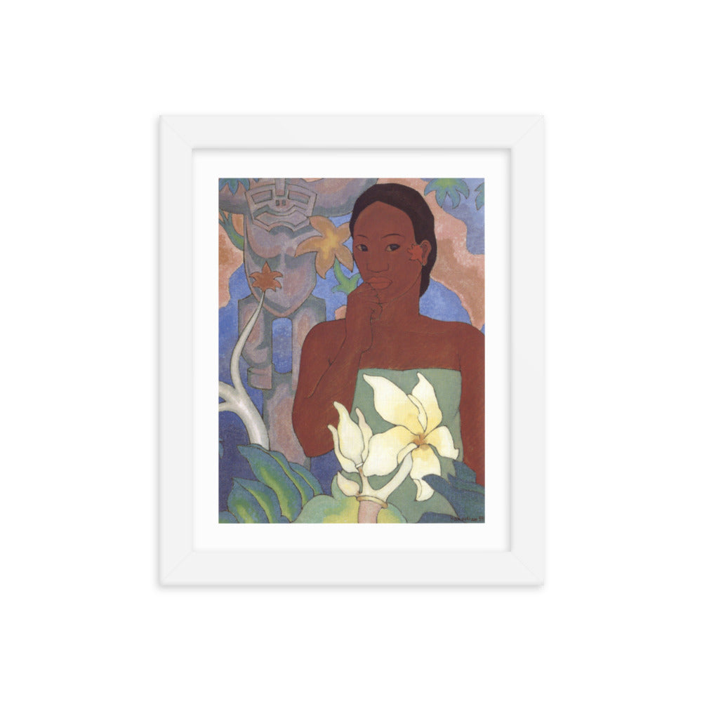 Polynesian Woman and Tiki Framed Print