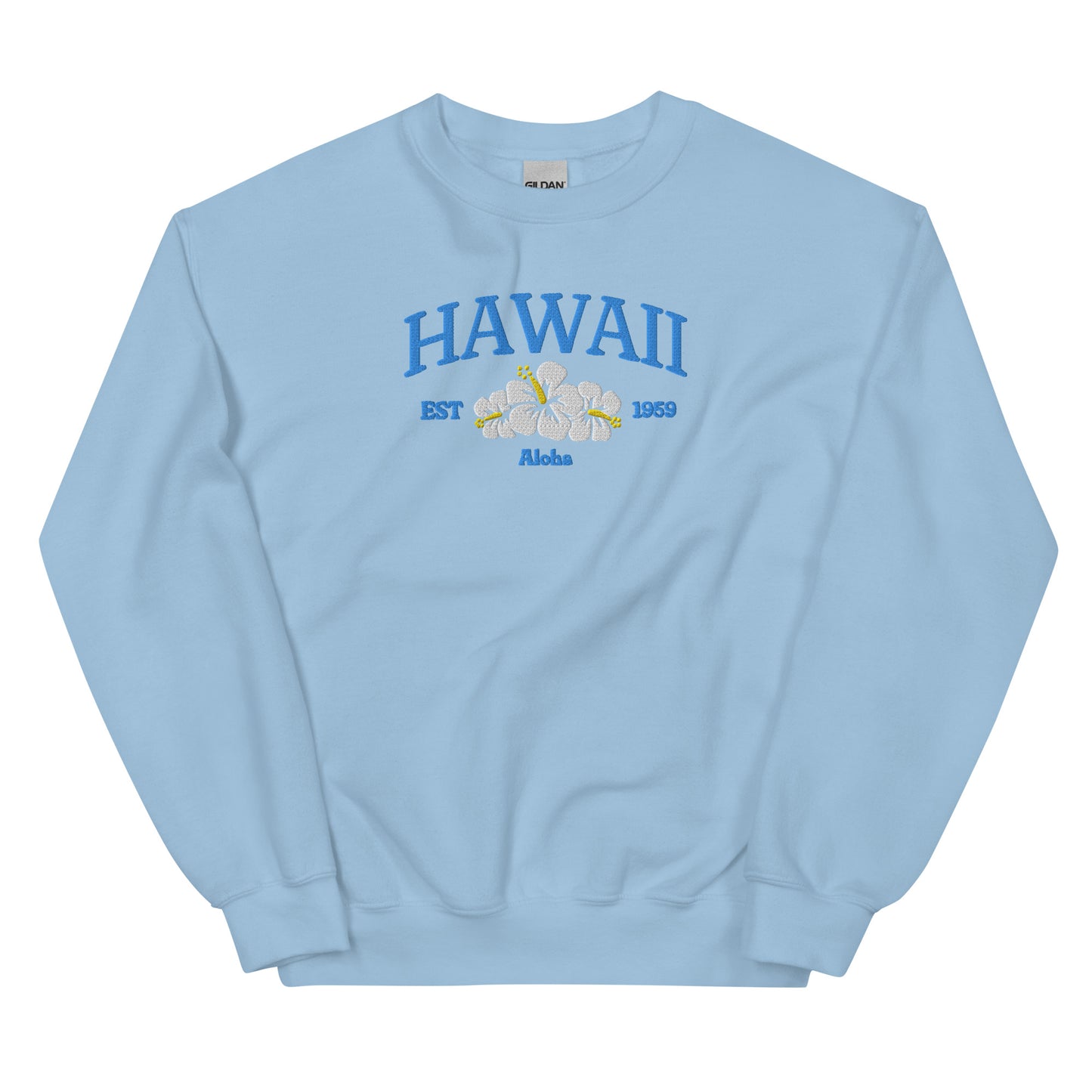 Hawaii Embroidered Sweatshirt in Blue/White