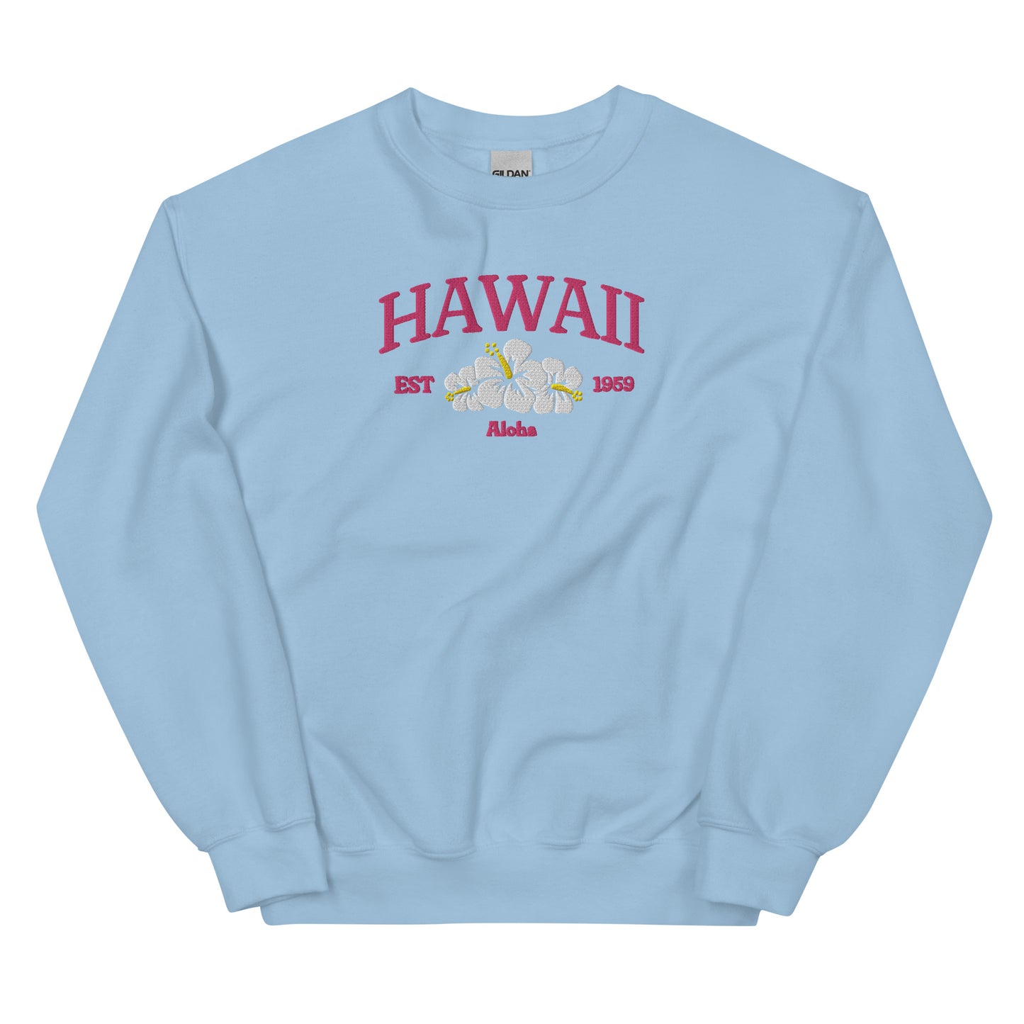 Hawaii Embroidered Sweatshirt in Pink/White