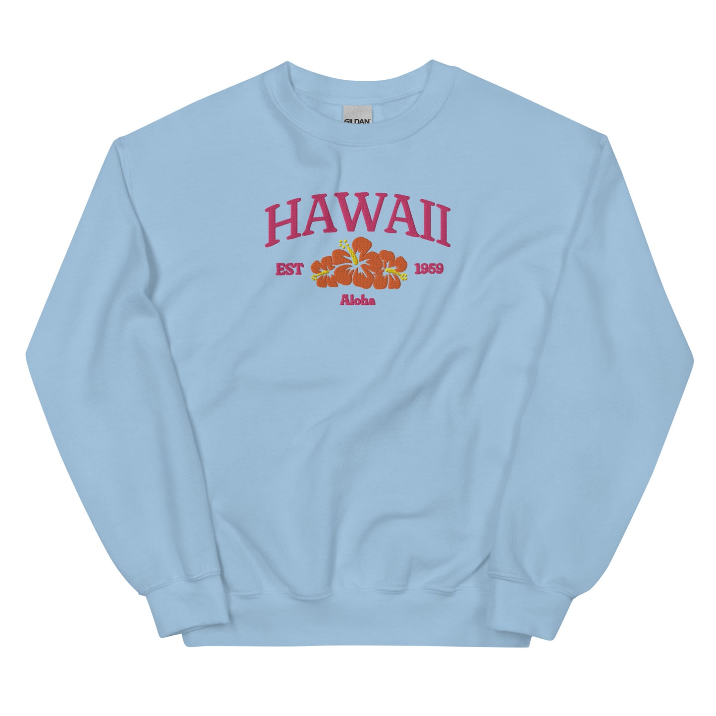 Hawaii Embroidered Sweatshirt in Pink/Orange