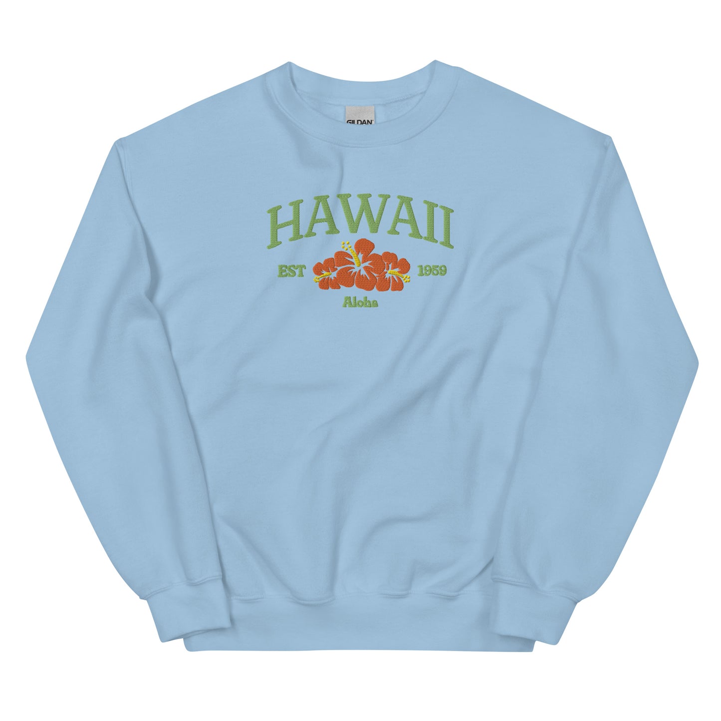 Hawaii Embroidered Sweatshirt in Green/Orange