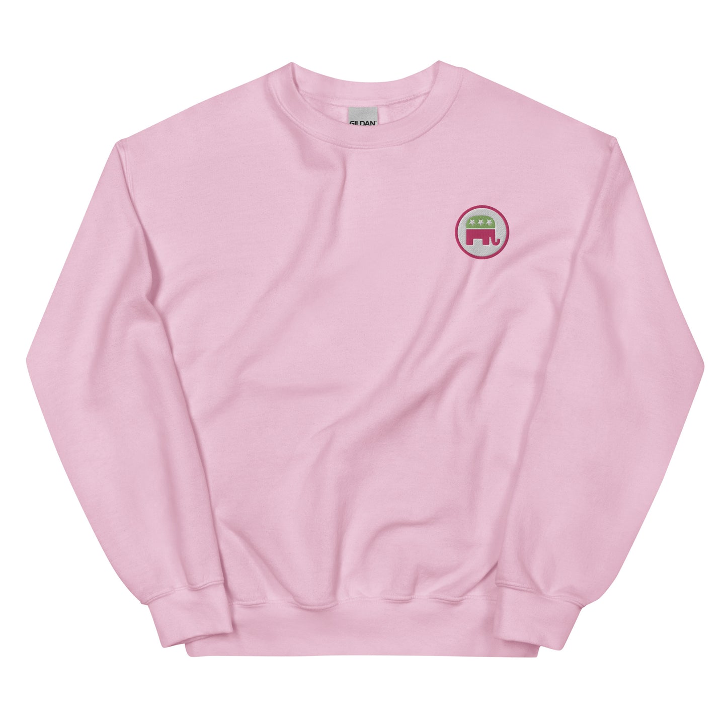 Pink and Green Republican Elephant Embroidered Sweatshirt