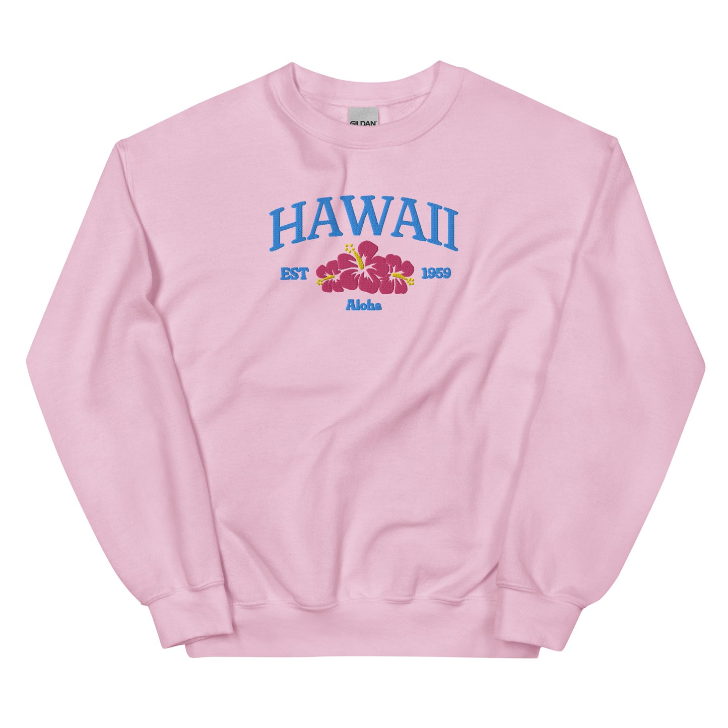 Hawaii Embroidered Sweatshirt in Blue/Pink