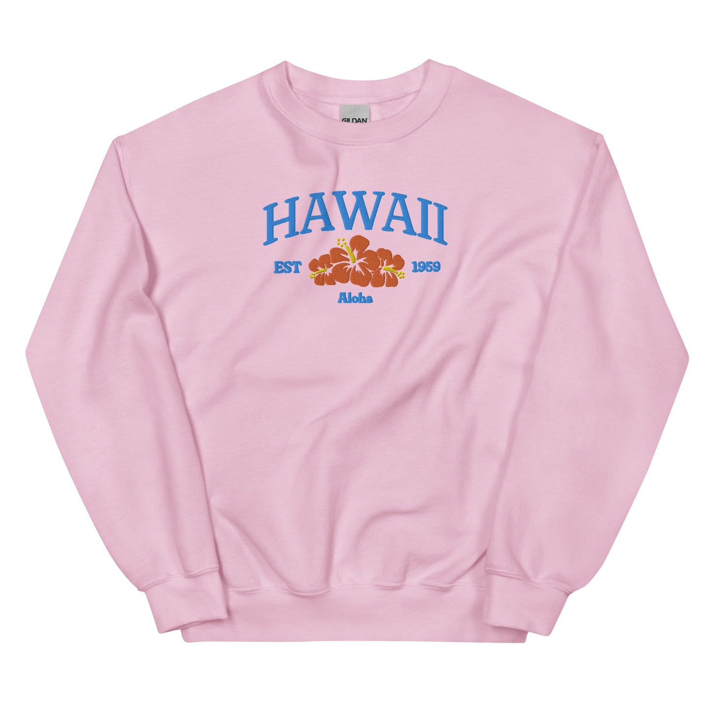 Hawaii Embroidered Sweatshirt in Blue/Orange