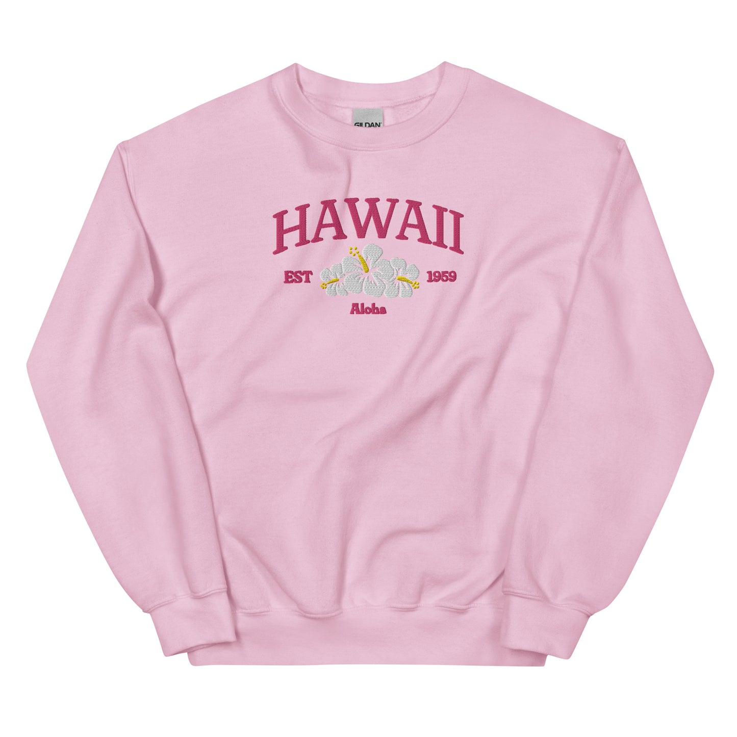 Hawaii Embroidered Sweatshirt in Pink/White